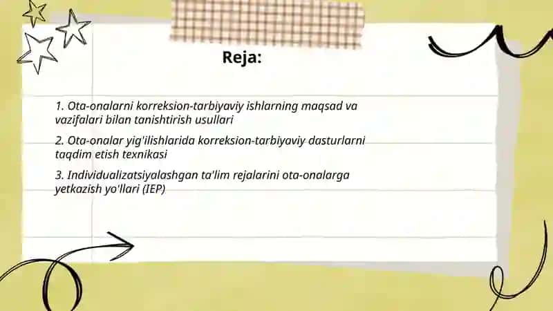 Korreksion-tarbiyaviy ishlarning mazmuni bilan ota-onalarni tanishtirish yo'llari 2