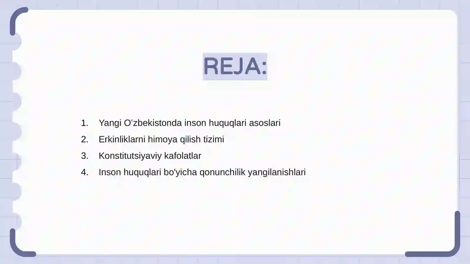 Yangi Oʻzbekistonda inson haq-huquqlari va erkinliklarini kafolatlashning yaratilishi 2