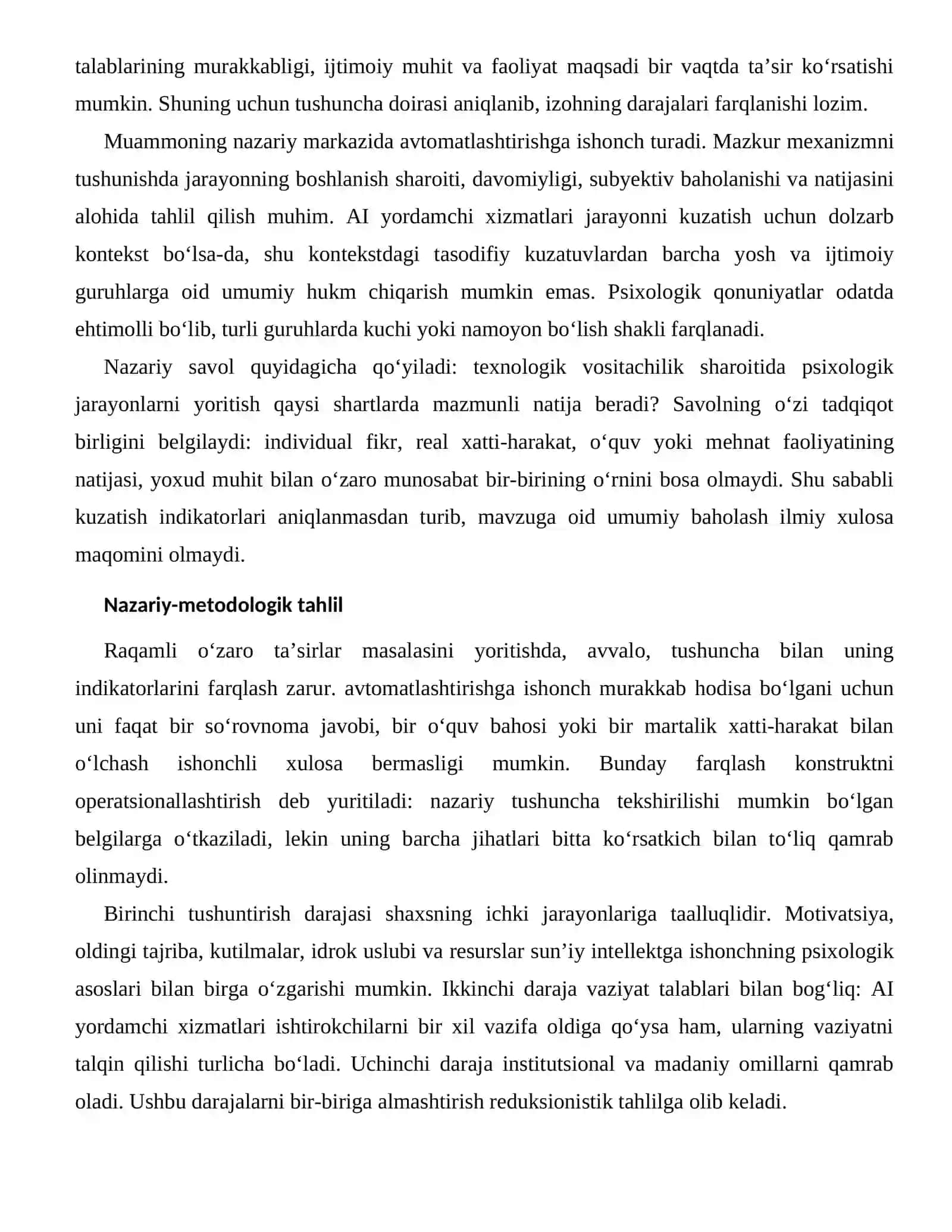 SUN’IY INTELLEKTGA ISHONCHNING PSIXOLOGIK ASOSLARI — RAQAMLI MUHITDAGI XUSUSIYATLARI 2