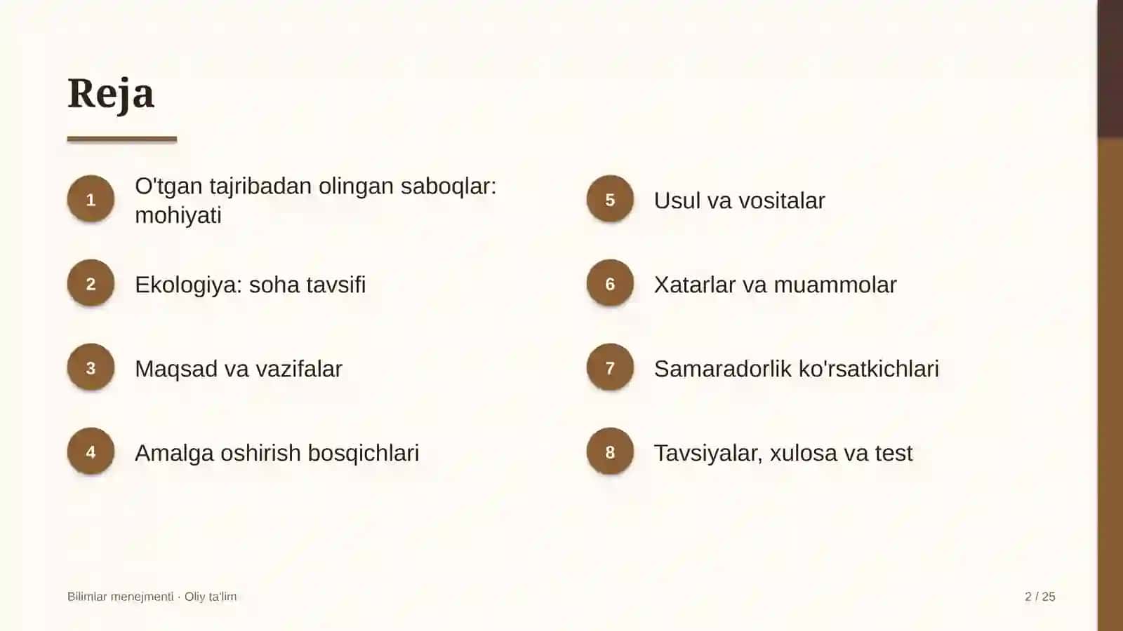 ekologiya sohasida o'tgan tajribadan olingan saboqlarni qayd etish 8196 2