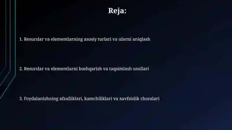 Resurslar va Elementlar 2