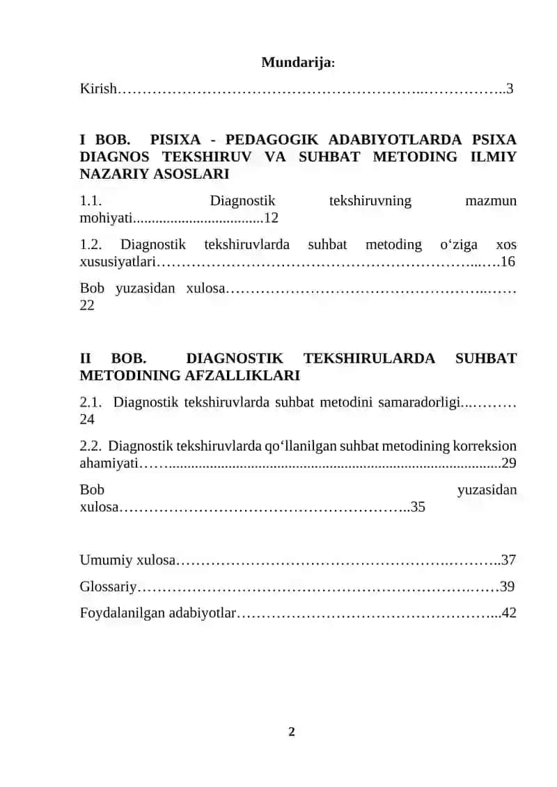 Diagnostik tekshiruvlarda suhbat metodining afzalliklari (KURS ISHI) 2