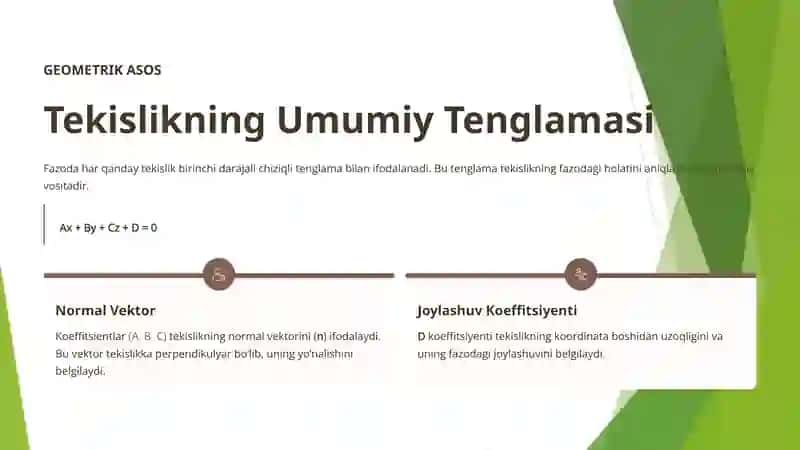 FAZODA TEKISLIK TENGLAMALARI 2