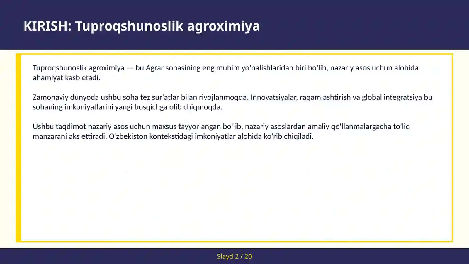 Tuproqshunoslik agroximiya 2