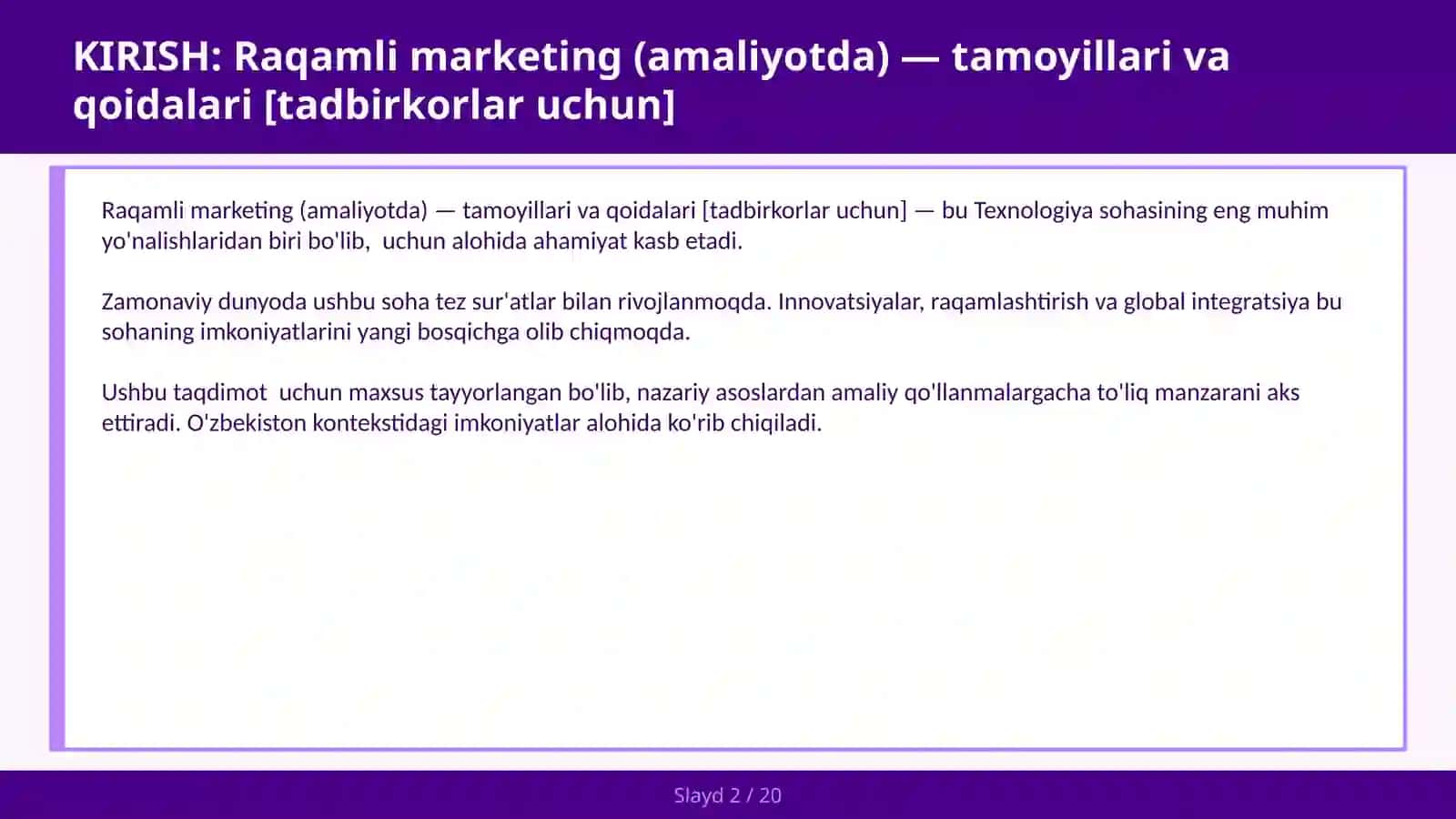 Raqamli marketing (amaliyotda) — tamoyillari va qoidalari [tadbirkorlar uchun] 2