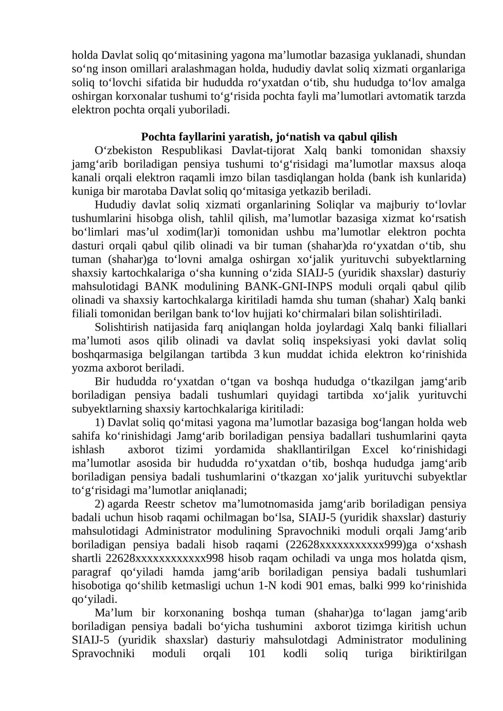 Jamg'arib boriladigan pensiya badali kunlik tushumlarini qayta ishlash 2