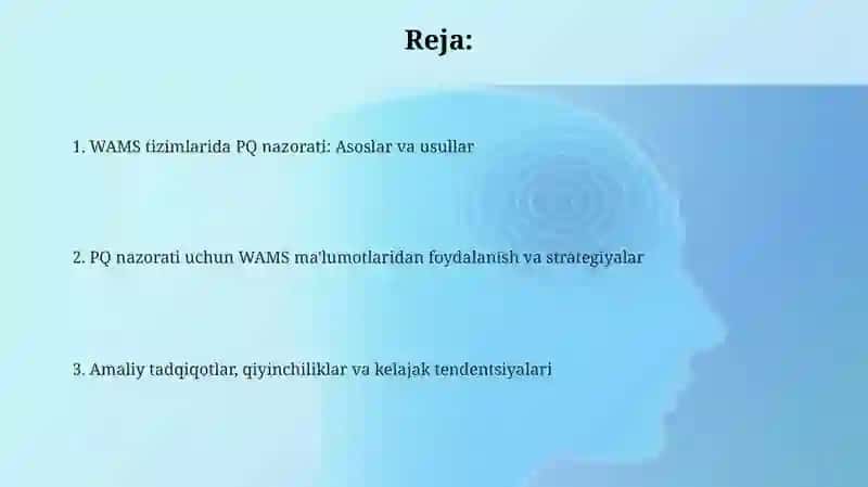 WAMS tizmlarida Wide area monitoring system PQ nazorati 2