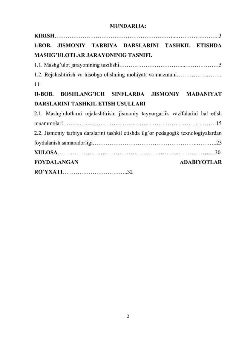 Umum ta'lim maktablarida jismoniy tarbiya darslarini rejalashtirish 2