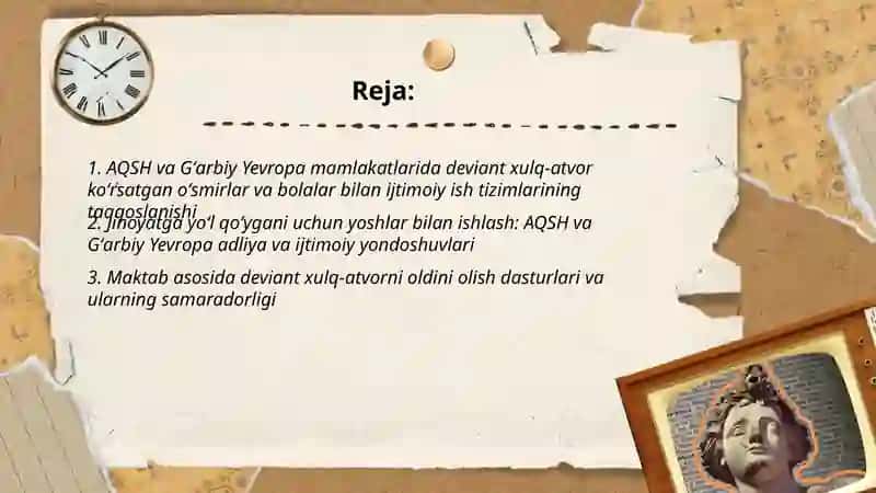 AQSH va Gʻarbiy Yevropa mamlakatlari deviant xulq-atvor oʻsmirlar va bolalar bilan ijtimoiy ish 2