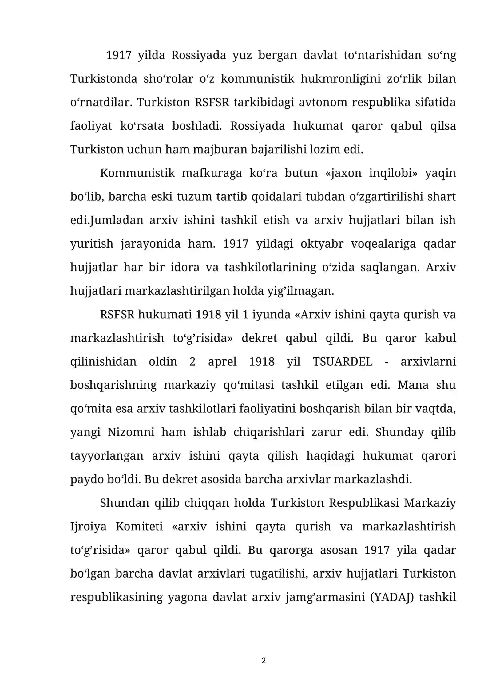 Turkistonda arxiv ishi 2