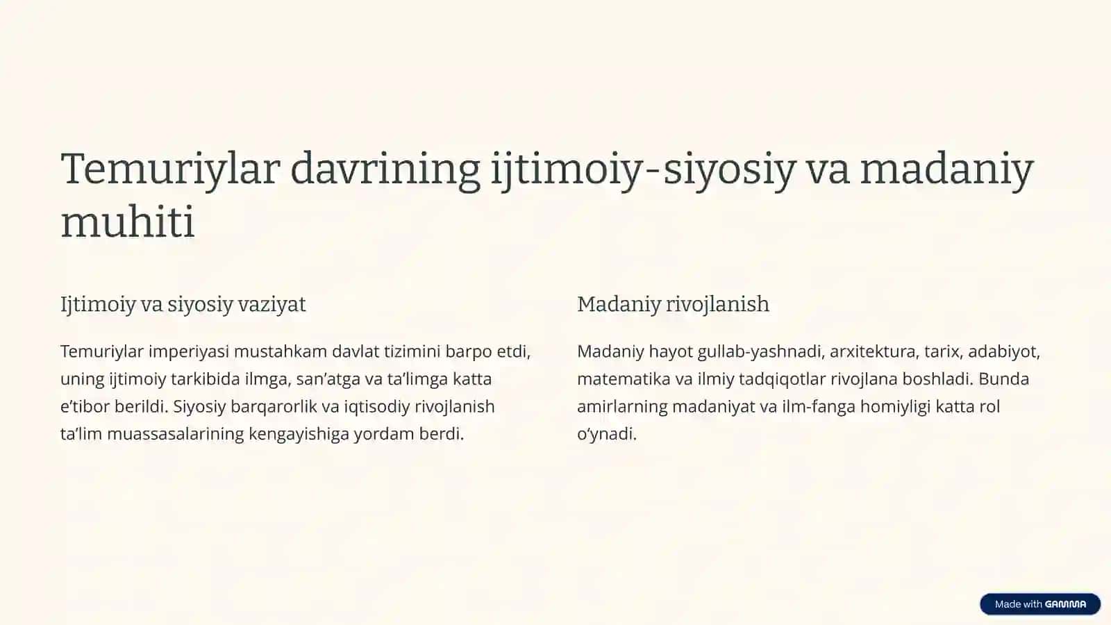 Temuriylar davrida taʼlim va tarbiya va pedagogik gʻoyalar taraqqiyoti 2