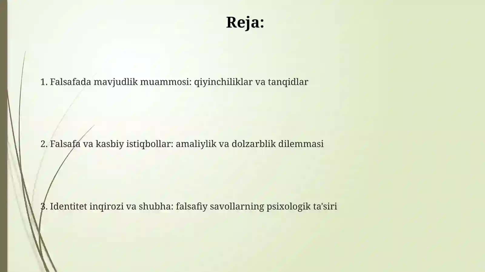 Falsafada borliq masalasi 2