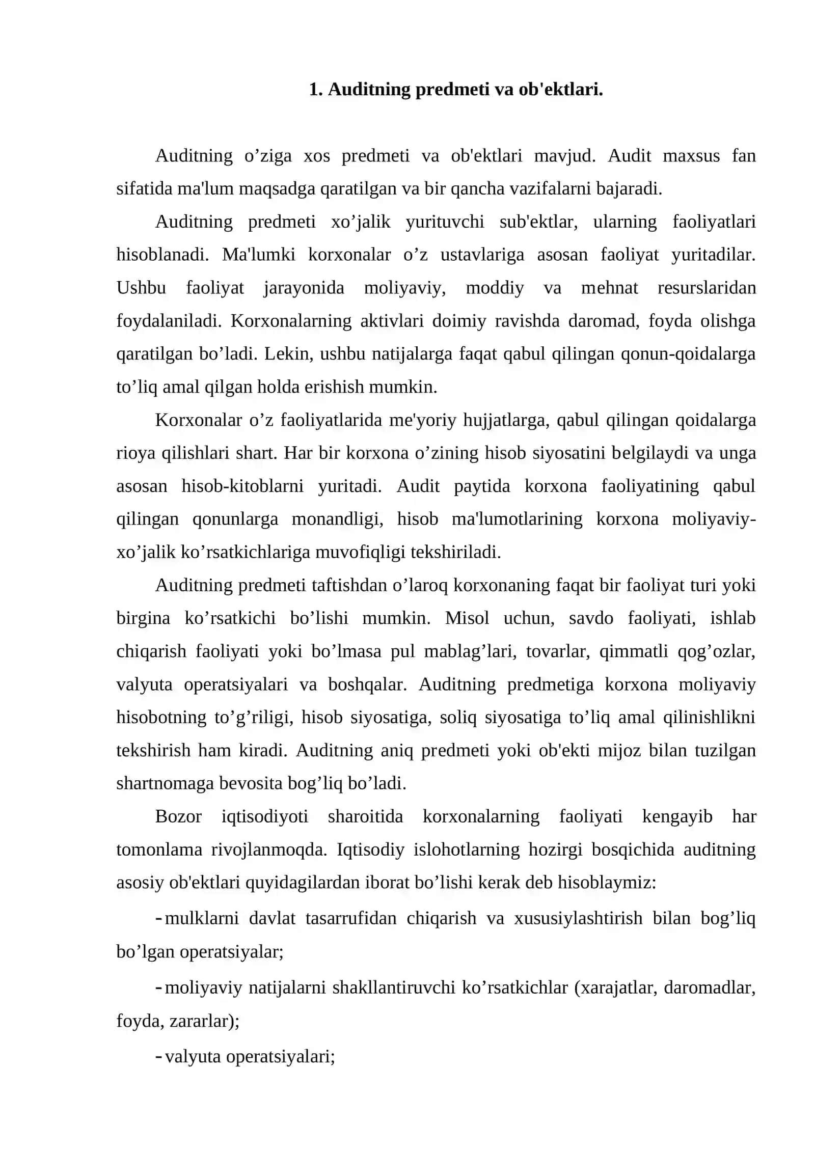 Auditning prеdmеti va uslublari 2