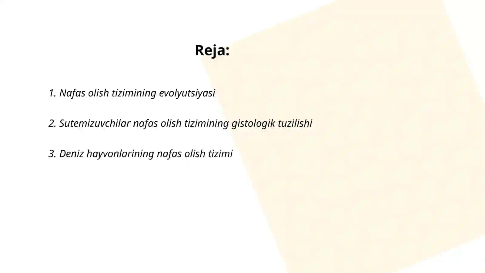 Nafas olish tizimining evolyutsiyasi 2