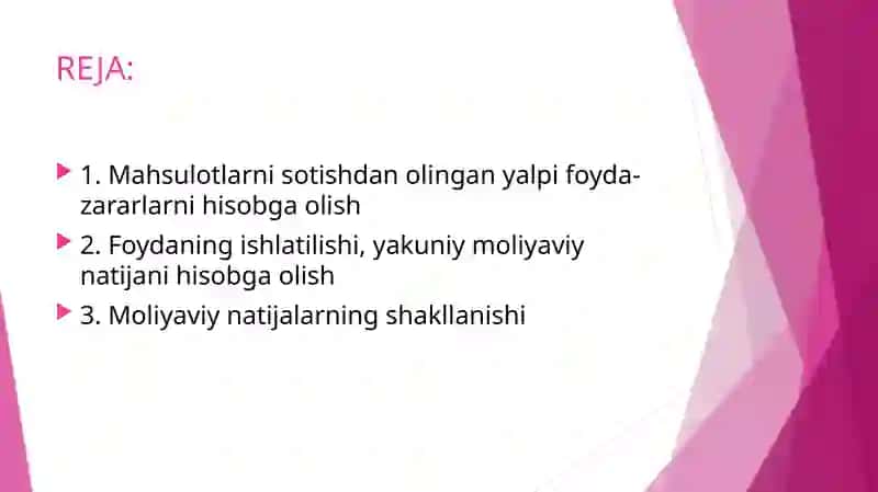 Mahsulotlarni sotishdan olingan foyda-zararlar hisobga olish 2