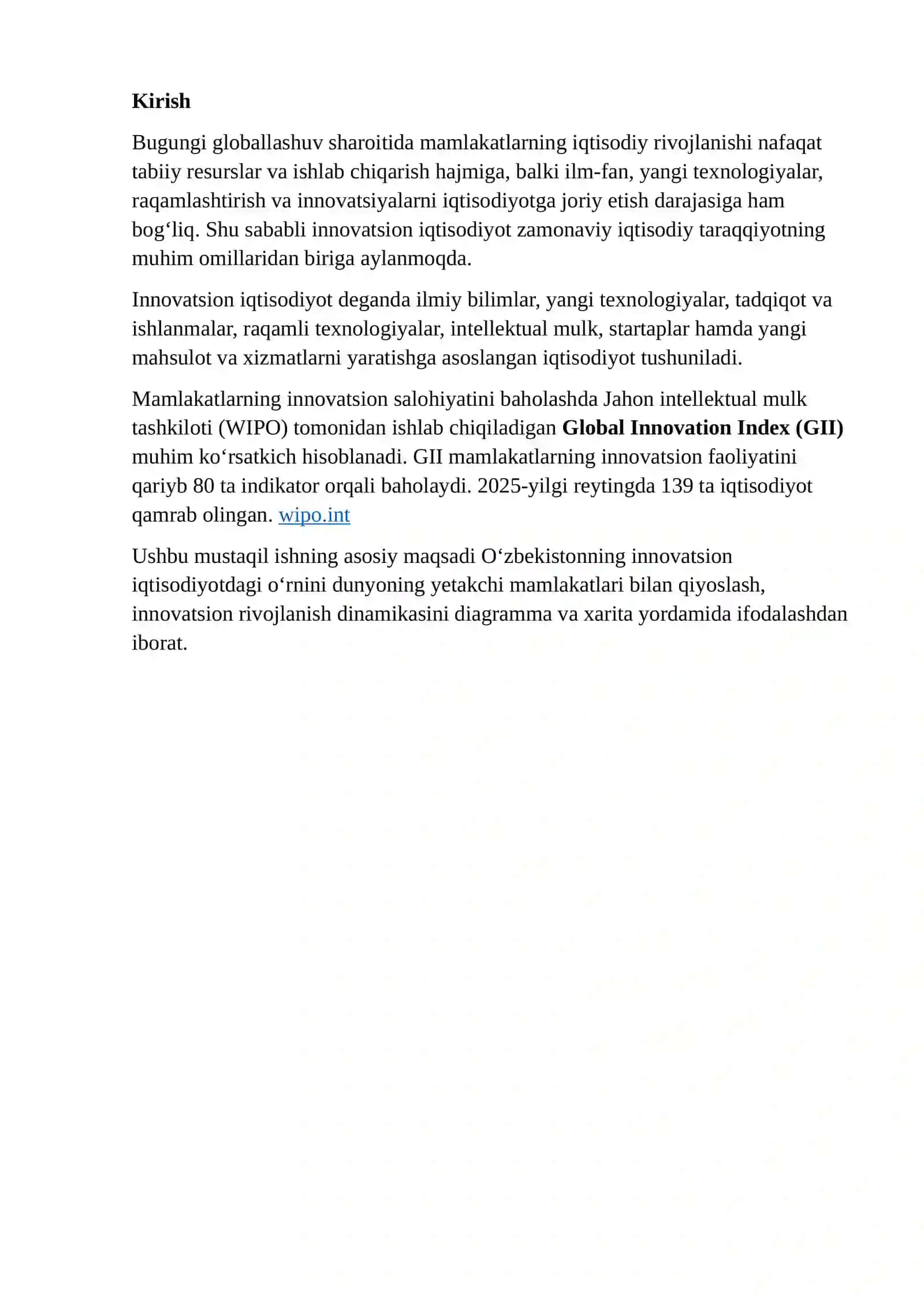 Innovatsion Iqtisodiyotning Rivojlanishi 2