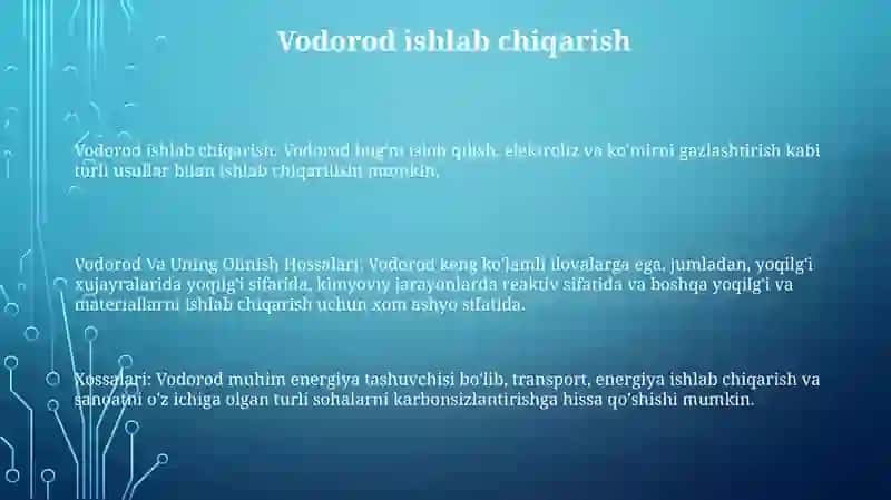 Vodorod Va Uning Olinish Hossalari 2