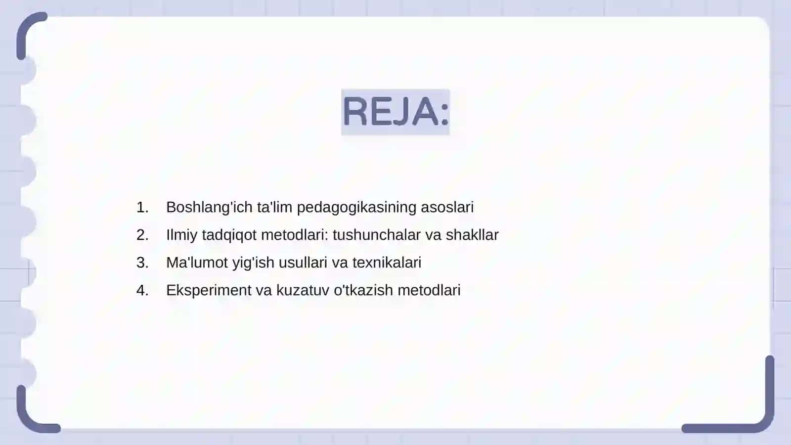 Boshlanĝich ta'lim pedagogika fanining ilmiy tadqiqot metodlari 2