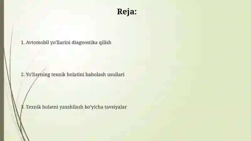 Avtomobil yo'llarini diagnostika qilish 2