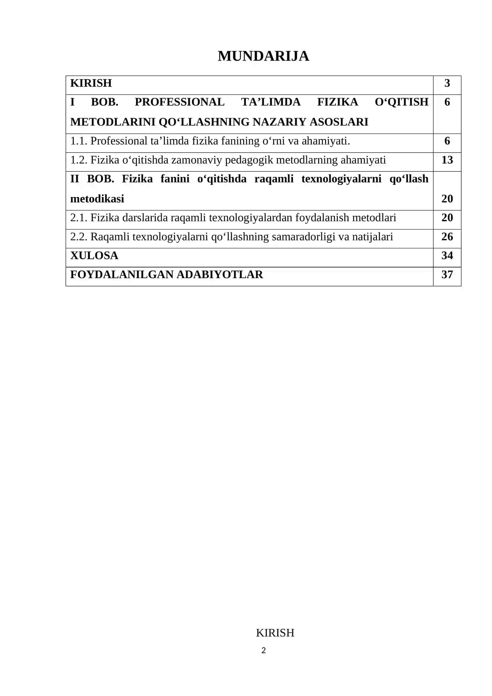 "PROFESSIONAL TA’LIMDA FIZIKA OʻQITISH METODLARINI QOʻLLASH" 2