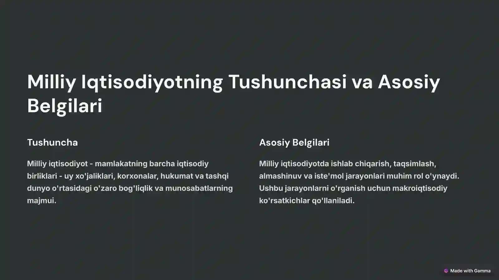 Milliy Iqtisodiyot va Makroiqtisodiy O'lchamlari 2