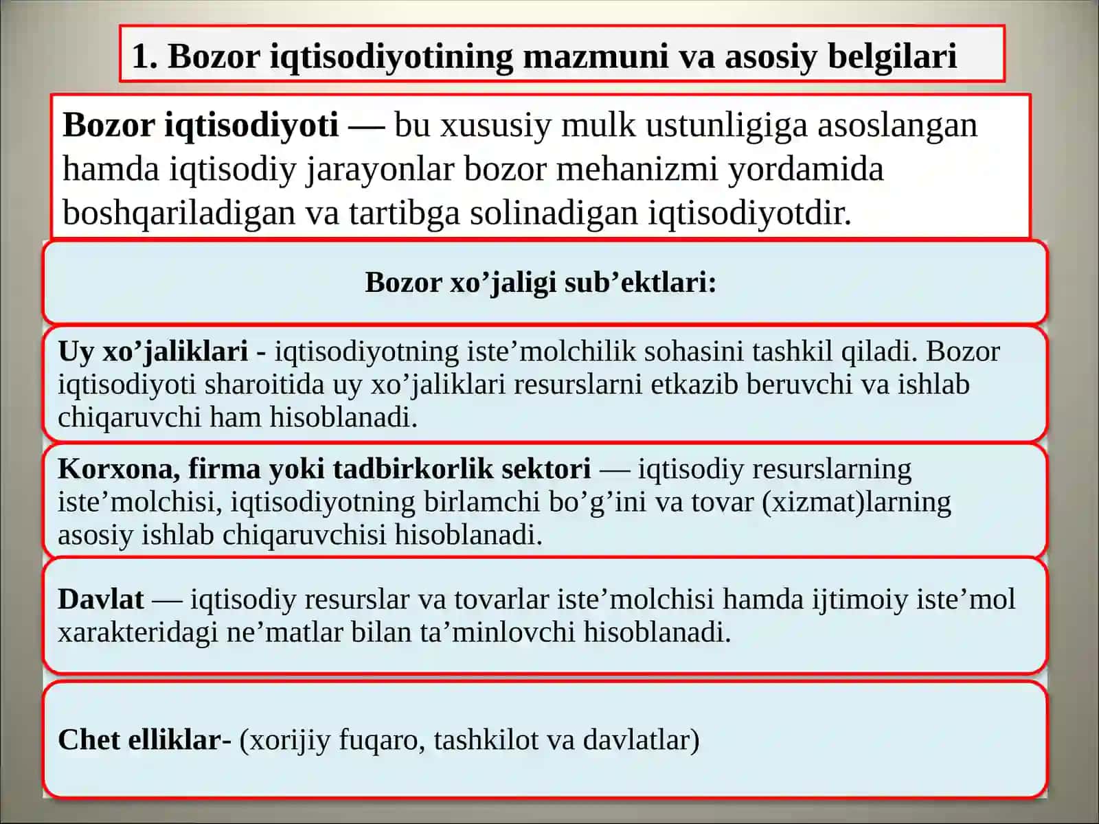 Bozor iqtisodiyoti va uni vujudga kelishi 2