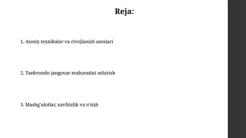 Taekvondoda texnik maxoratni shakillantirish va takomillashtirish 2