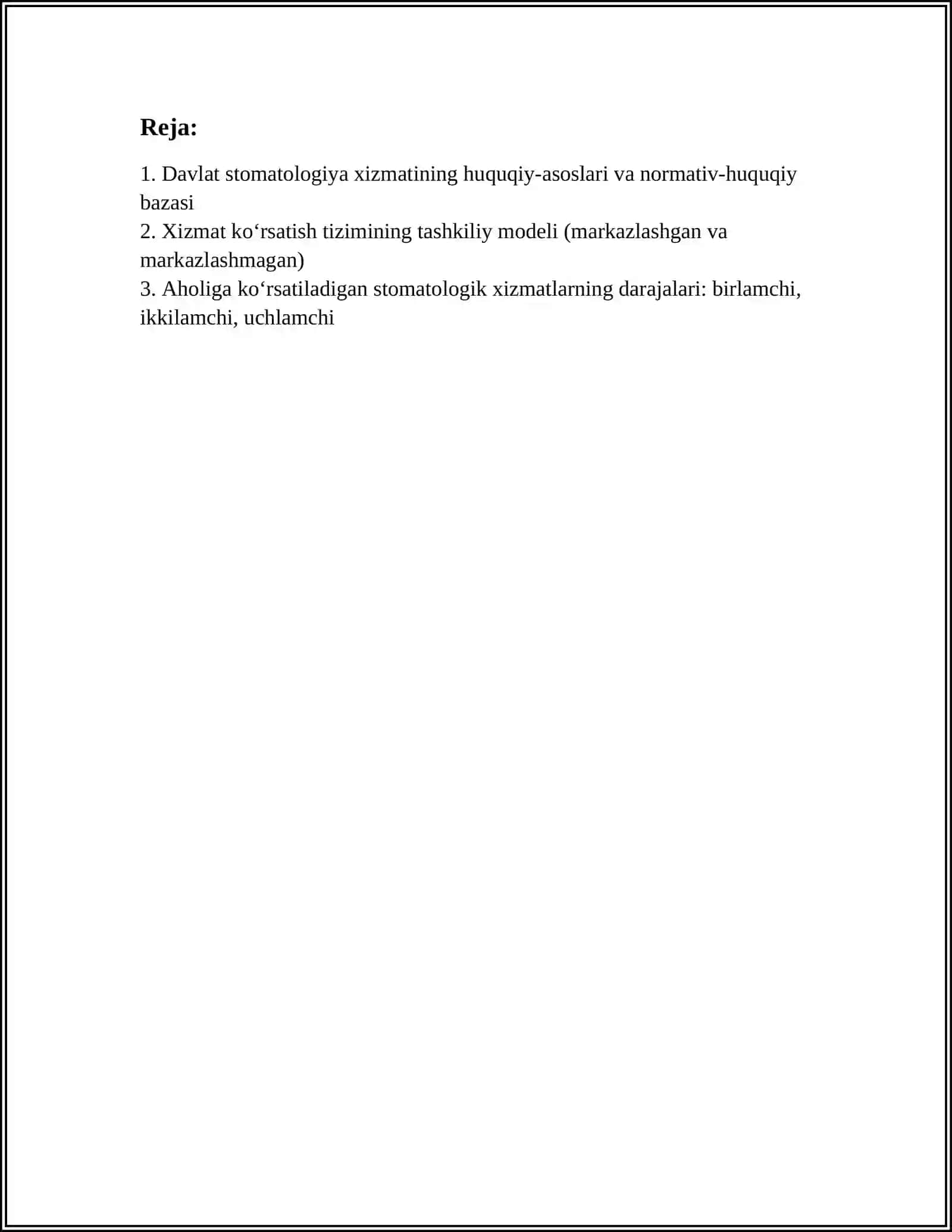 AHOLIGA DAVLAT STOMATOLOGIYA XIZMATINING TUZILISHI 2
