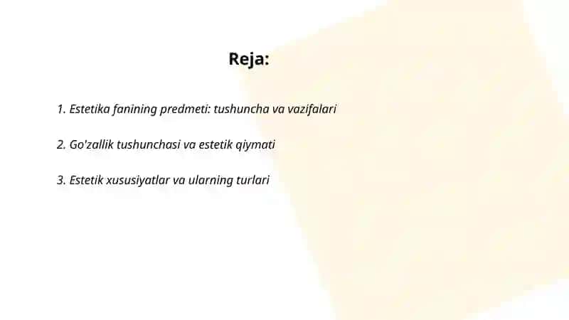 Estika fanining predmedi 2