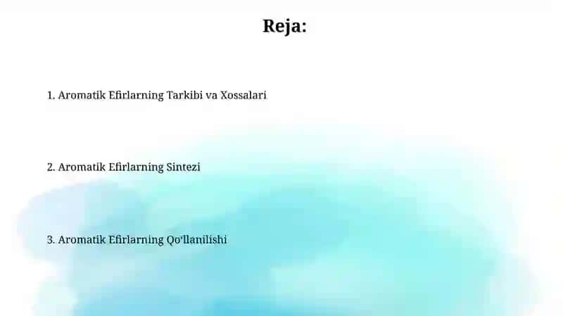 Aromatik efirlar haqida 2