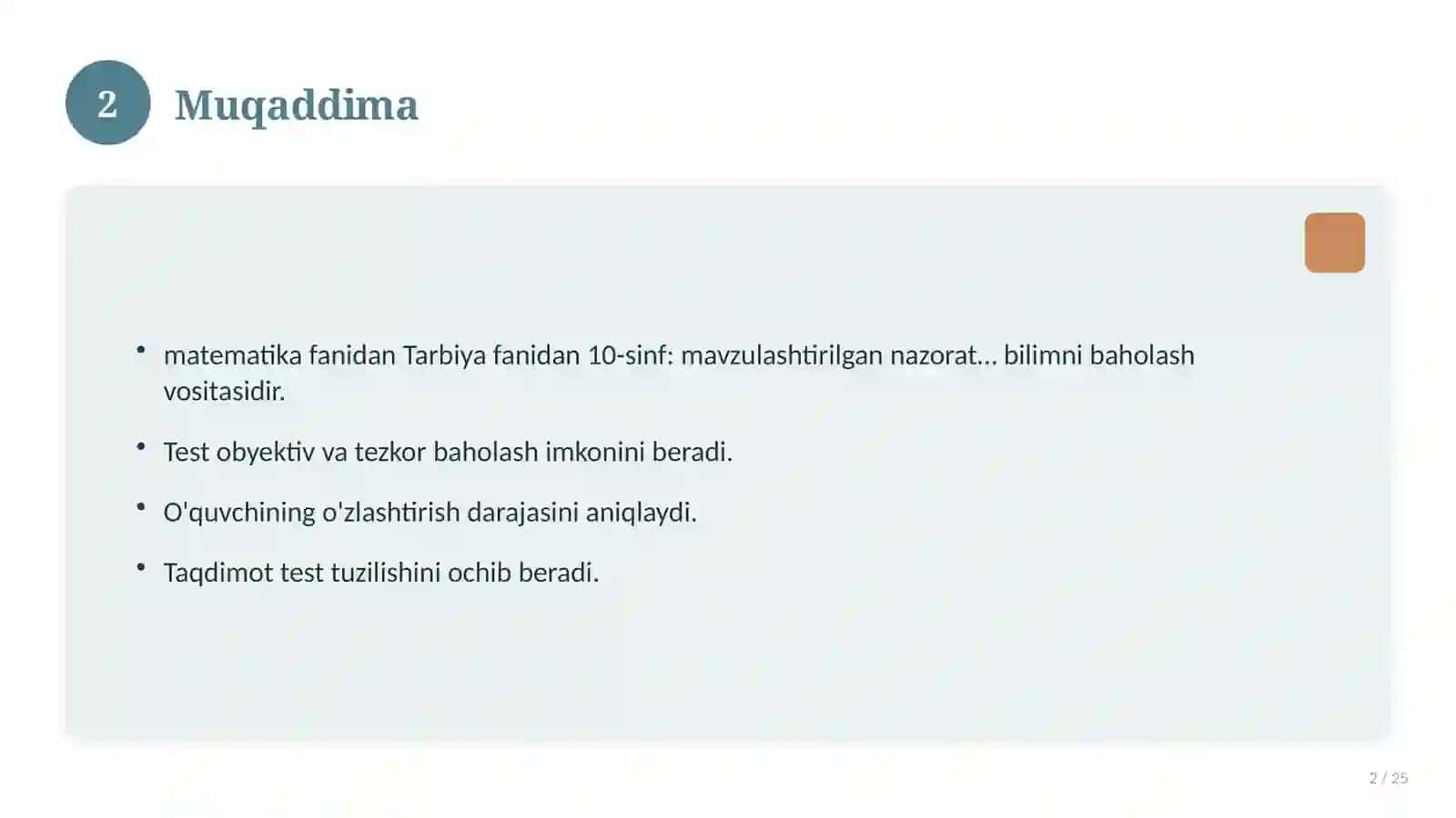 Tarbiya fanidan 10-sinf: mavzulashtirilgan nazorat ishi va tahlil 2