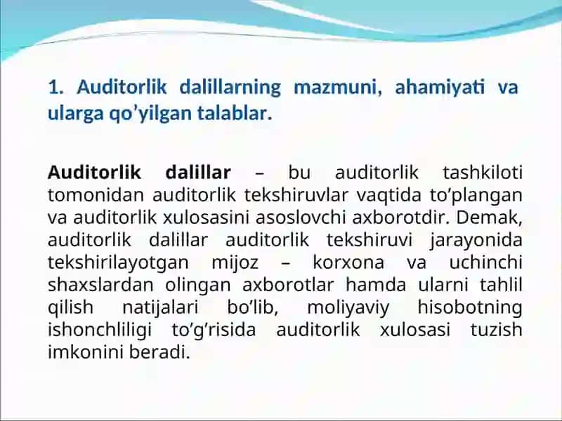 Auditorlik dalillarini yigʻish 2