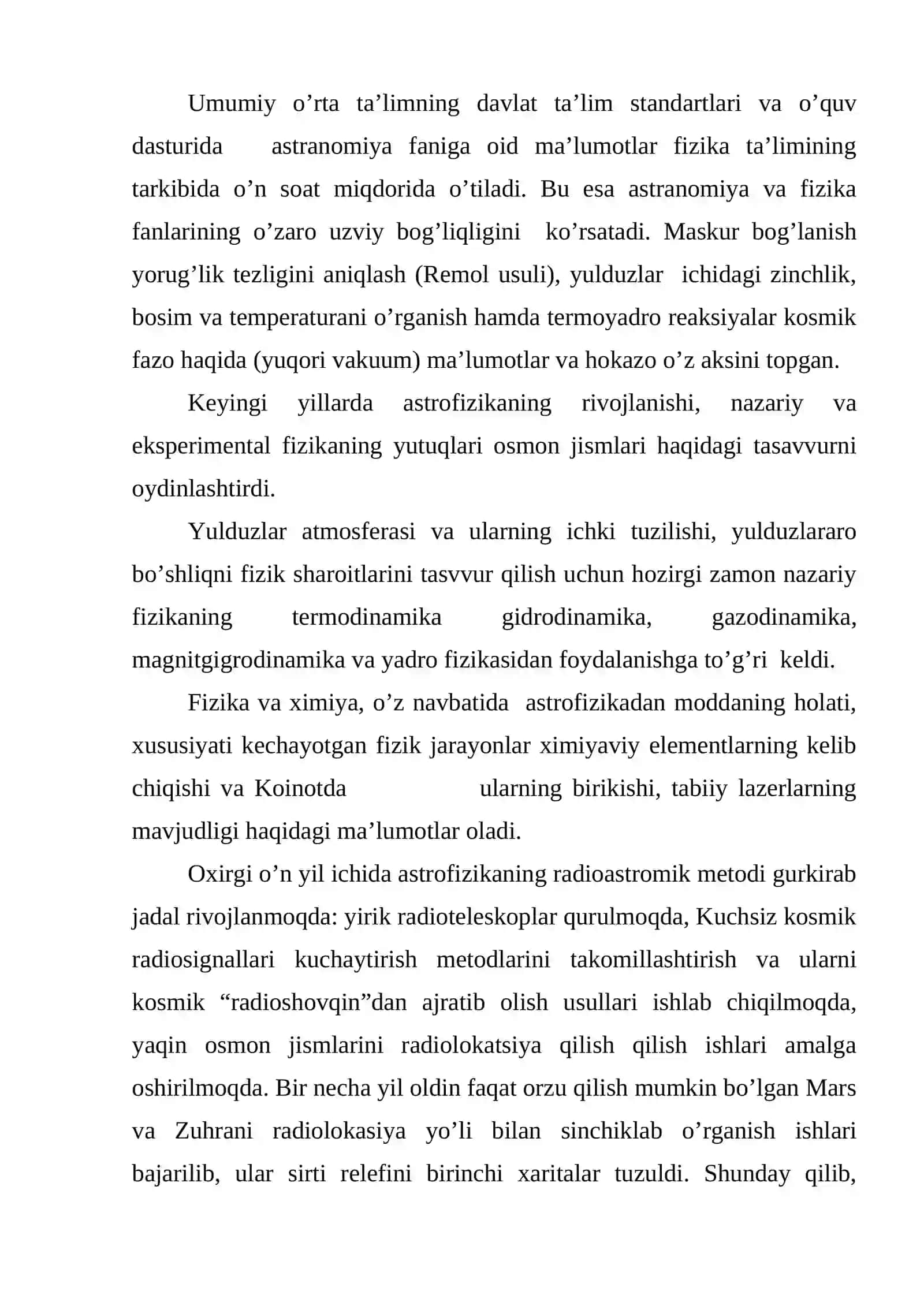 Astranomiya va fizika fanlarining o’zaro bog’liqligi 2