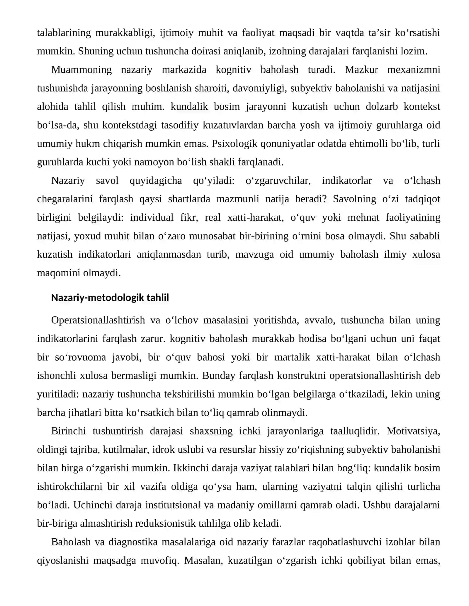 HISSIY ZO‘RIQISHNING SUBYEKTIV BAHOLANISHI — BAHOLASH VA DIAGNOSTIKA MASALALARI 2