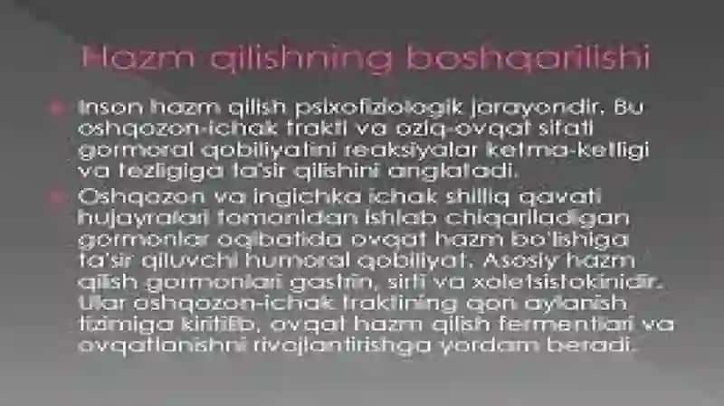 Ovqat hazm qilish tizimi organlarining tuzilishi 2