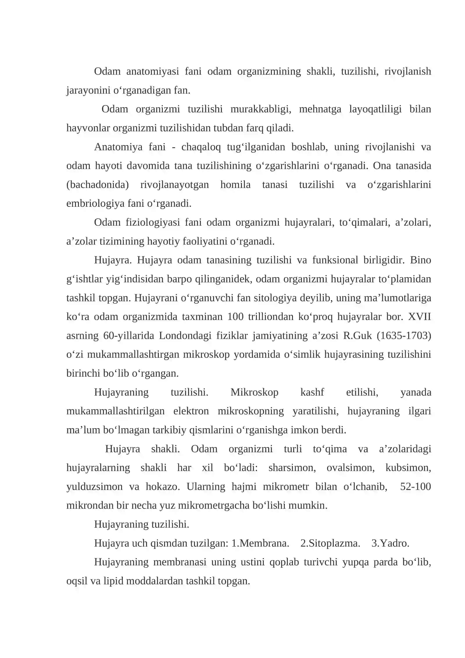 Odam anatomiyasi va fiziologiyasi 2