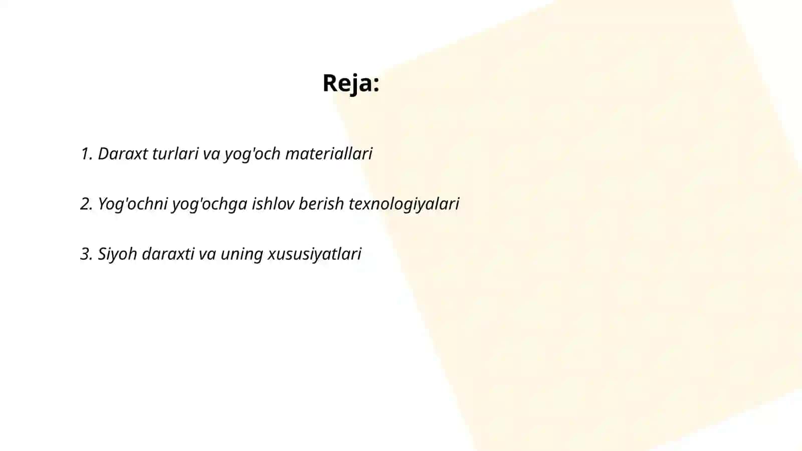 Daraxtlar yog'och materiallarni turlari va uning texnologik xususiyatlari 2