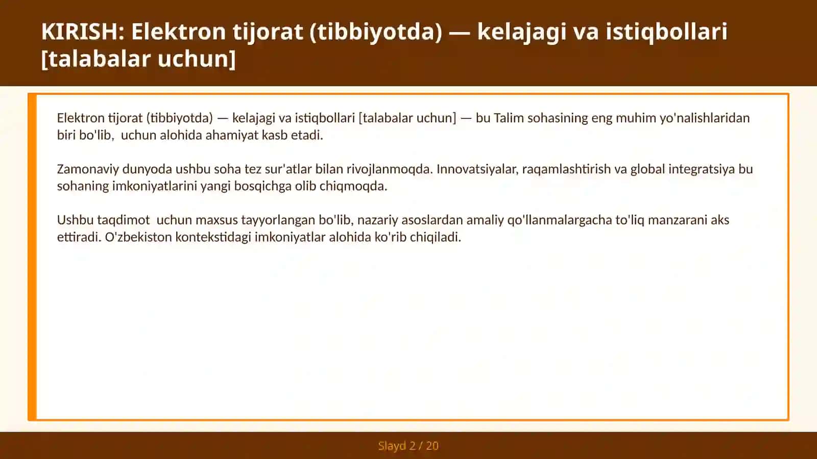 Elektron tijorat (tibbiyotda) — kelajagi va istiqbollari [talabalar uchun] 2