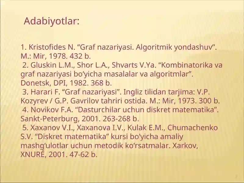 Graflar ustida amallar 2