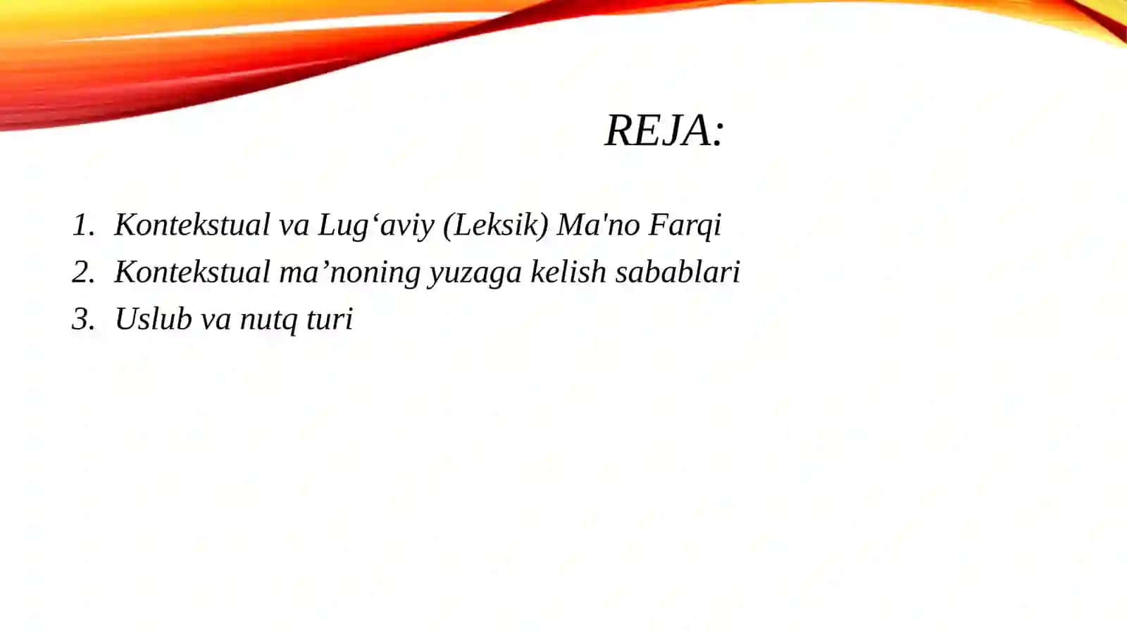 Leksemaning kontekstual ma‘nosi 2