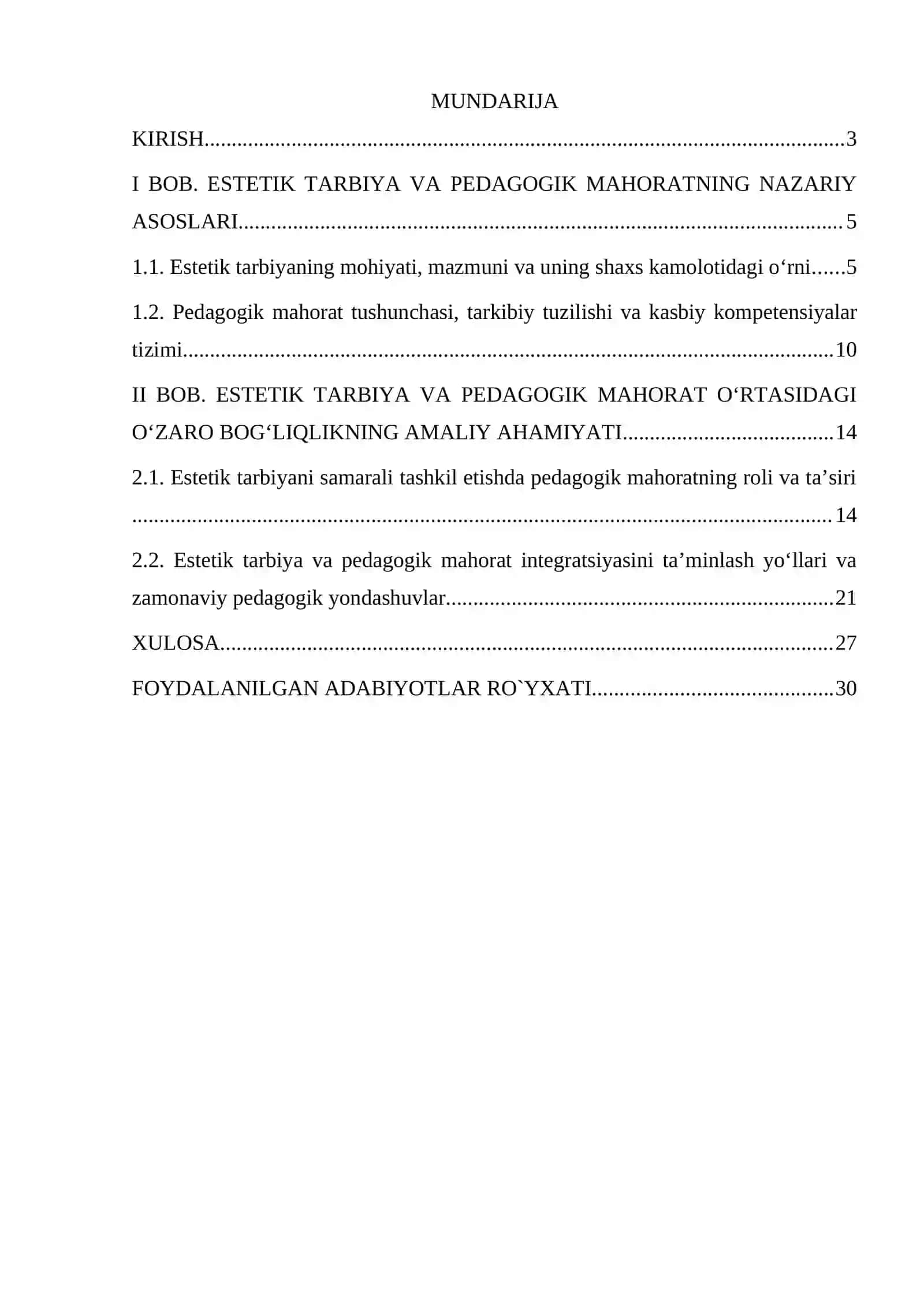 ESTETIK TARBIYA VA PEDAGOGIK MAHORAT O'RTASIDAGI O'ZARO BOG'LIQLIK 2