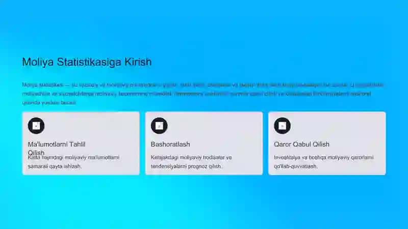 Moliya Statistikasi: Tarkibi va Asosiy Tushunchalari 2