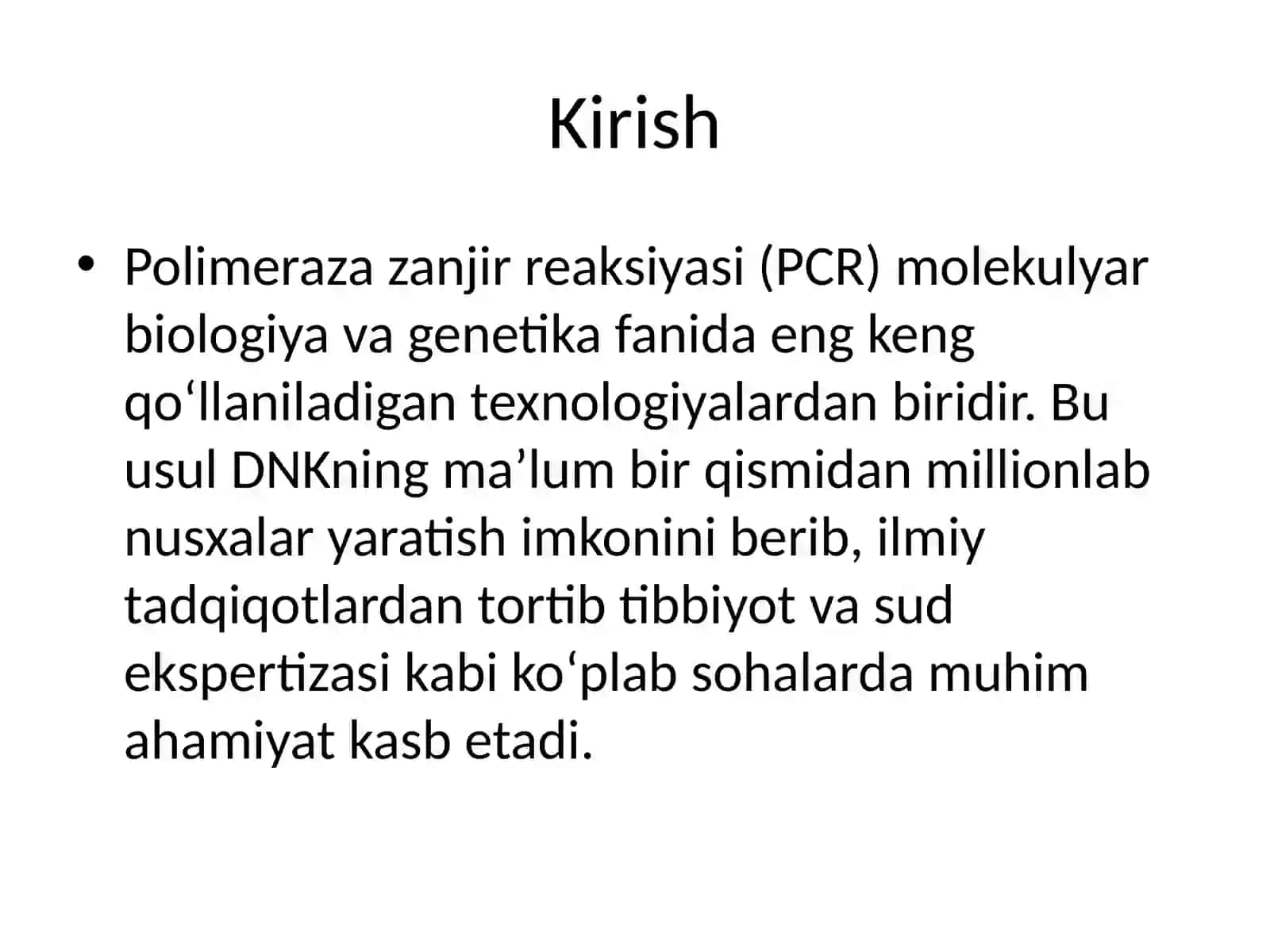 PCR texnologiyasi turlari va amaliy qo'llanilishi 2