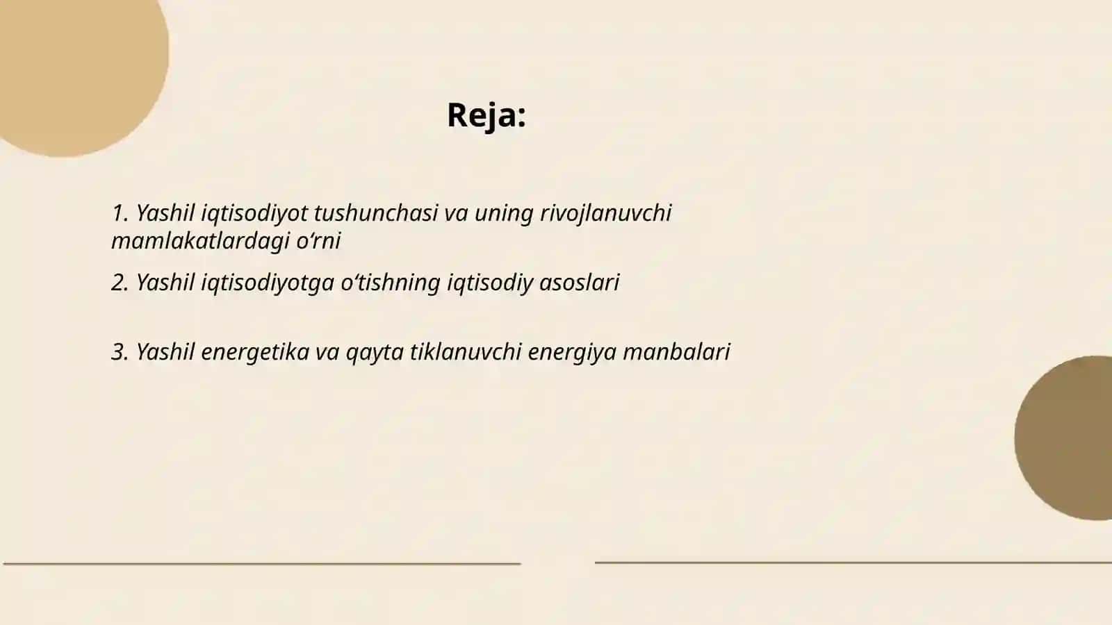 Yashil iqtisodiyotga otish tajribasi 2
