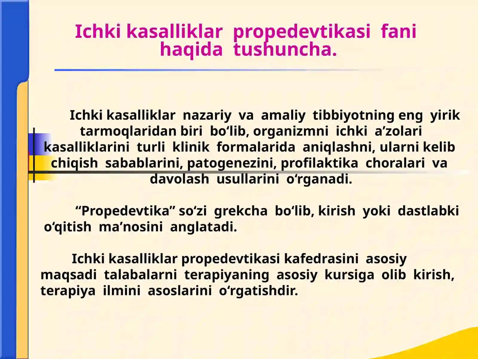 Ichki kasalliklar propedevtikasifanining rivojlanishi 2