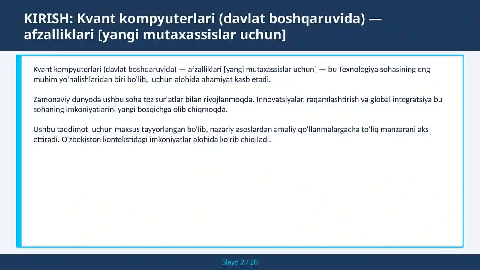KVANT KOMPYUTERLARI (DAVLAT BOSHQARUVIDA) — AFZALLIKLARI [YANGI MUTAXASSISLAR UCHUN] 2