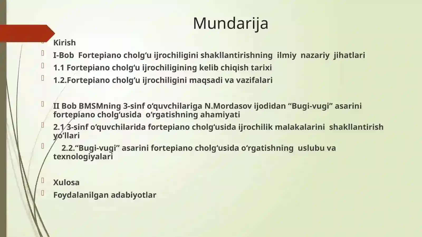 "Bugi-vugi" asarini forteiano cholg‘usida o‘rgatish uslubi 2