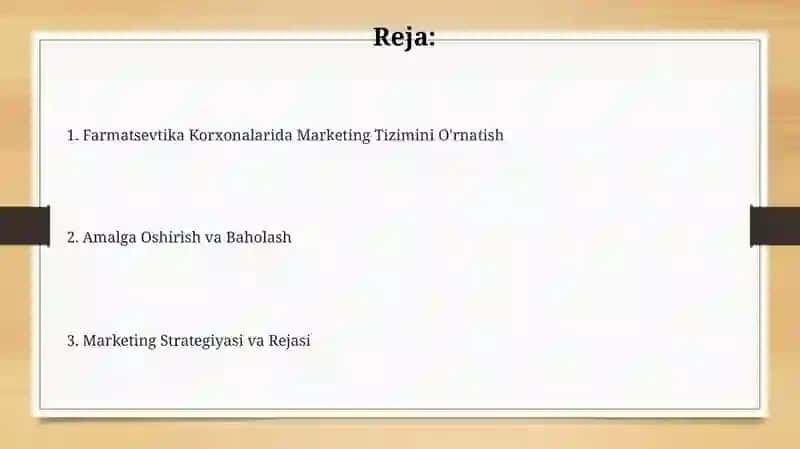 Farmasevtik korxonalarida marketing tizimini tashkil etish 2