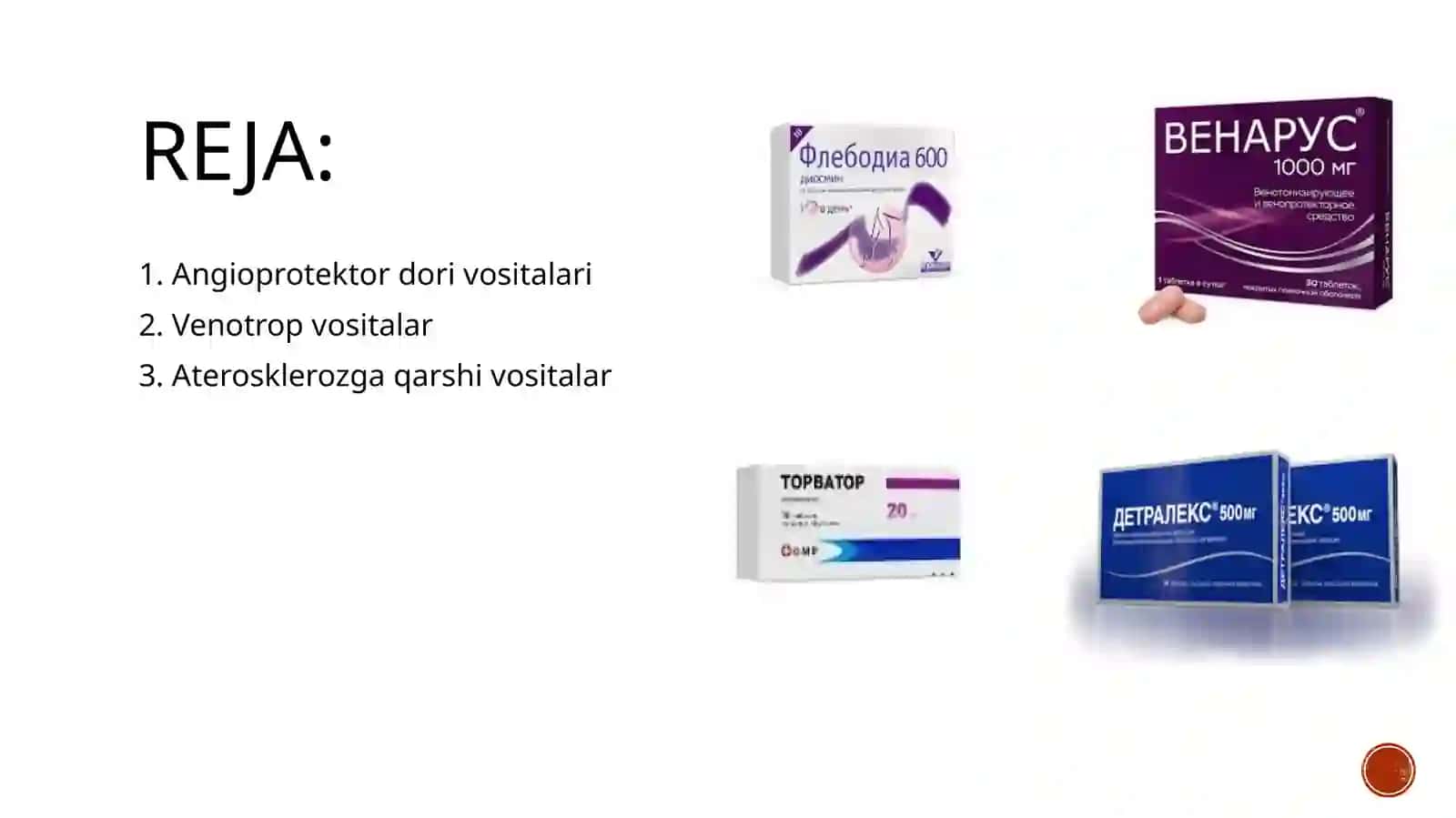 Angioprotektorlar, Venotropvositalar, Aterosklerozga qarshi vositalar 2