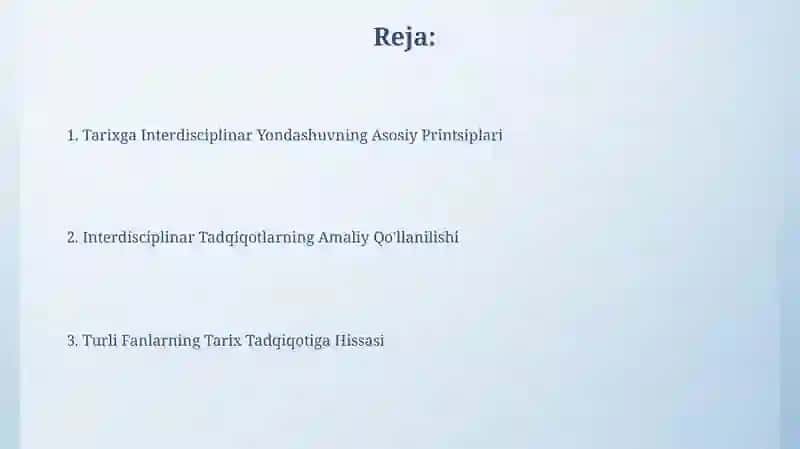 Tarix Fanida Fanlararo yondashuv 2